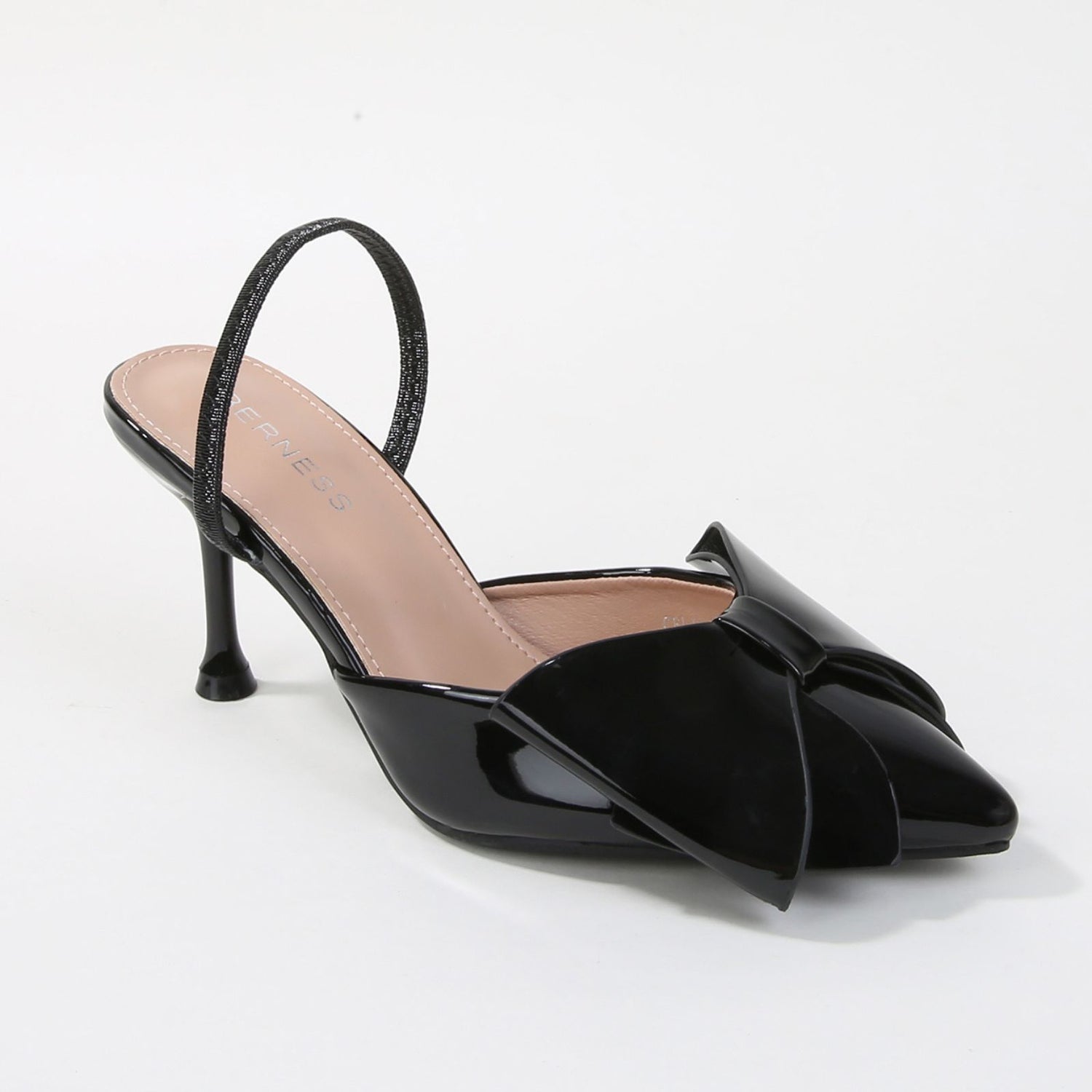 Celia Glossy Slingback Heels with Statement Bow