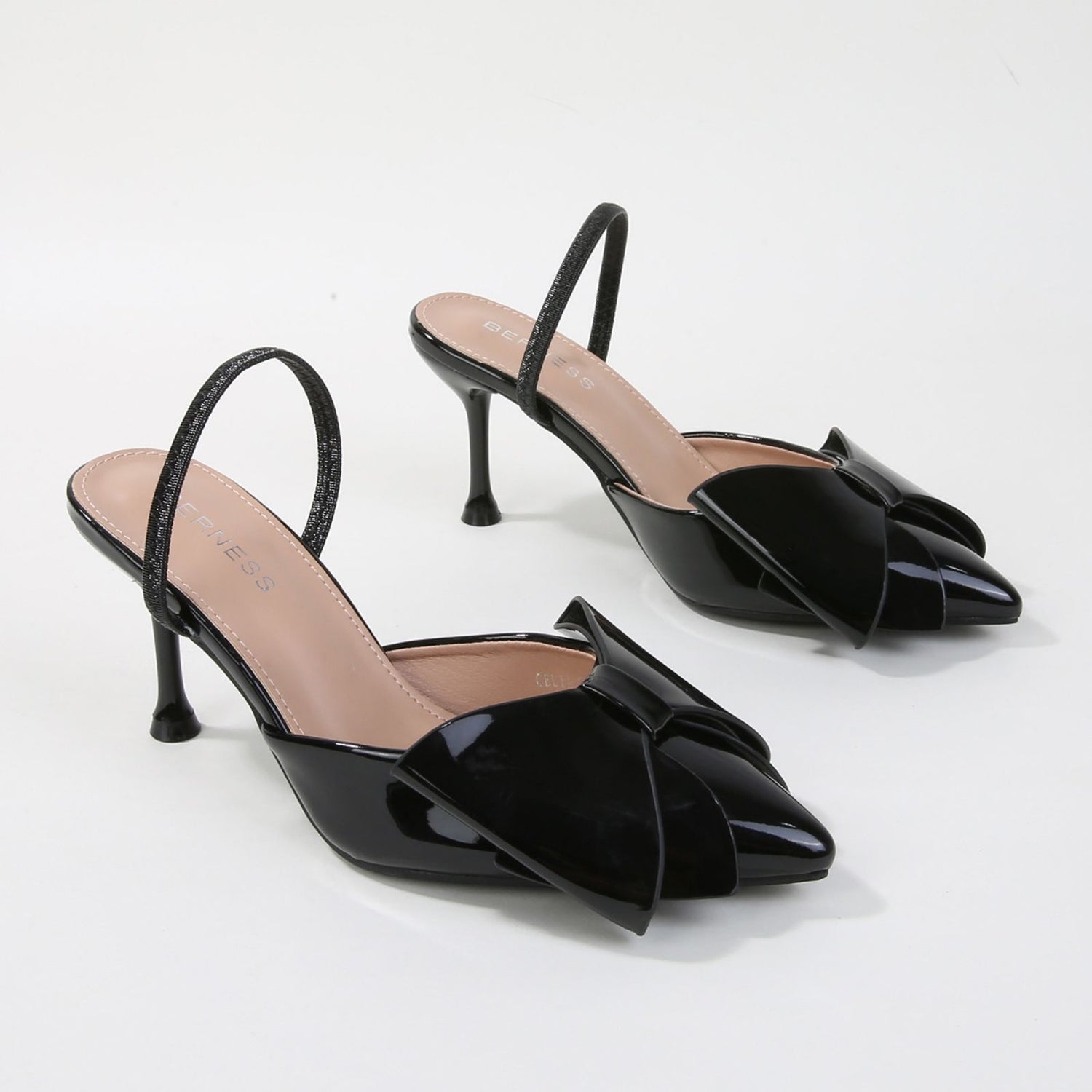 Celia Glossy Slingback Heels with Statement Bow