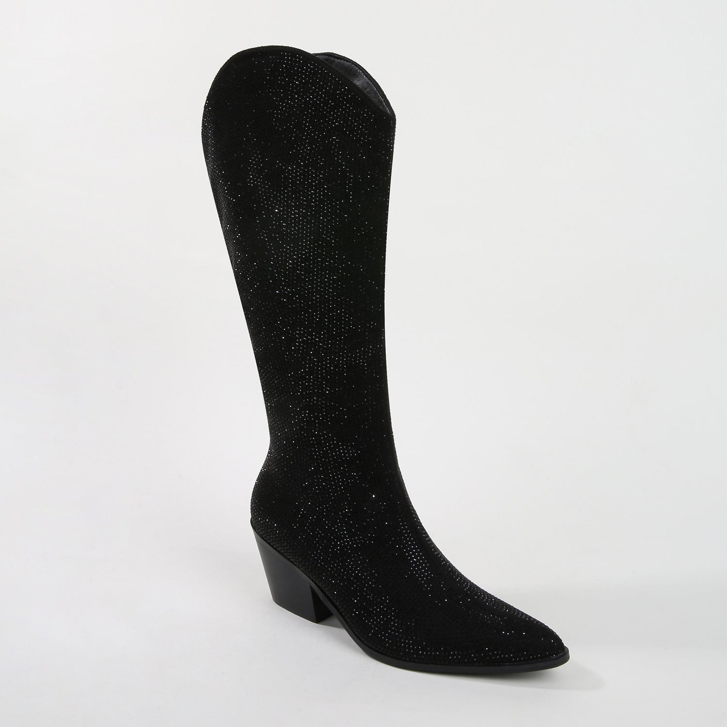 Aanika Black Shimmer Rhinestone Western Boots