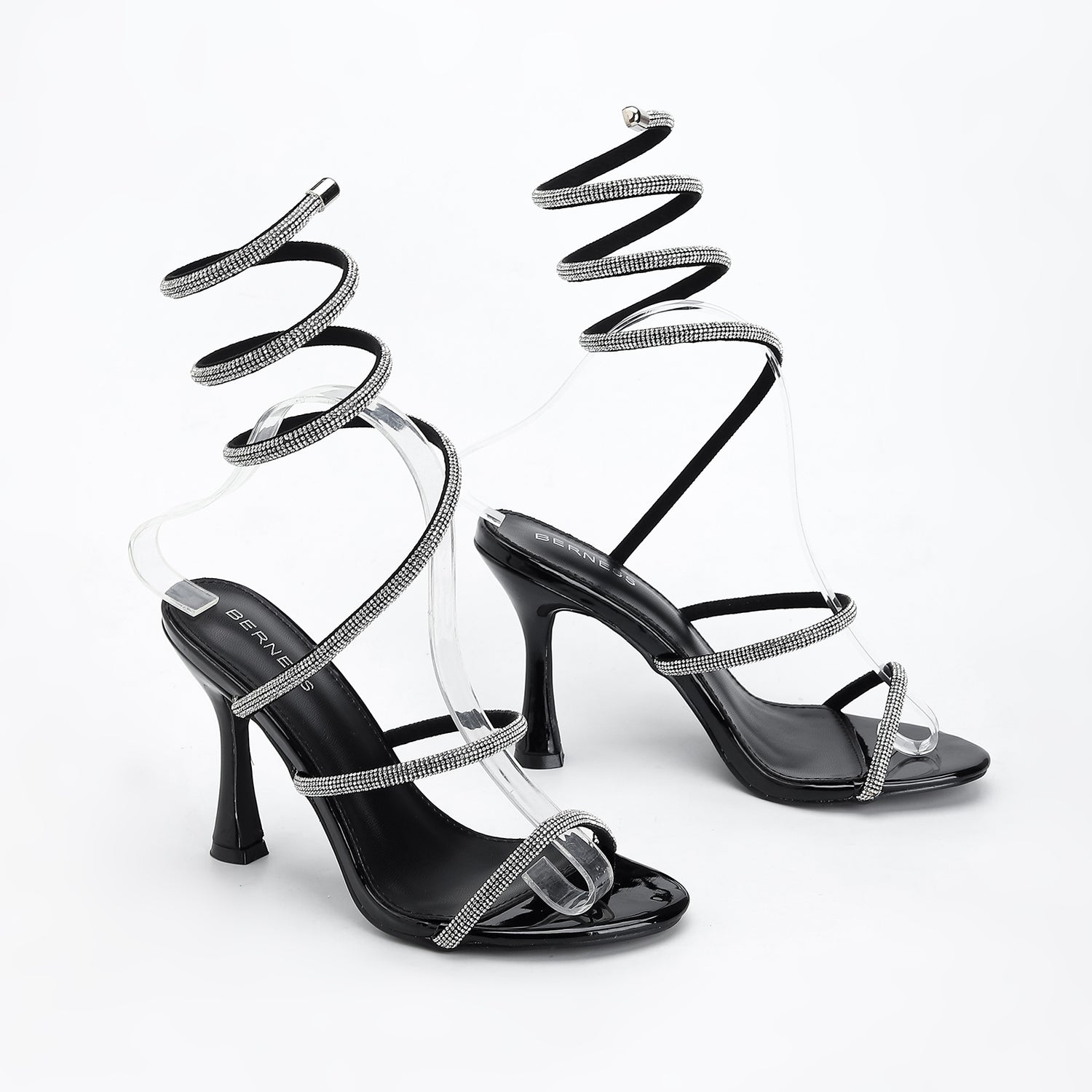 Alexandra Rhinestone Wrap Strap Heels