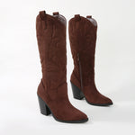 Arizona Western Mid-Calf Boots with Suede Finish