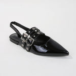 Fabiola Patent Buckle Slingback Flats
