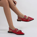 Addison Red Double Buckled Slingback Flats