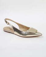 Blanca Patent Slingback Flats with Geometric Vamp Accent