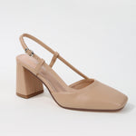 Calla Square Toe Slingback Block Heel Pumps