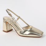 Calla Square Toe Slingback Block Heel Pumps