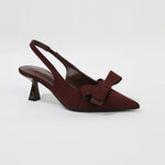 Calliope Faux Suede Bow Slingback Kitten Heels