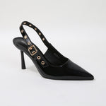 Candes Patent Grommet Strap Slingback Heels