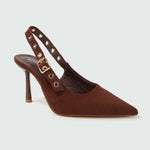 Candes Faux Suede Slingback Stiletto Heels