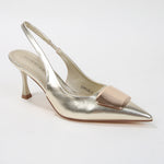 Capri Glossy Slingback Heels with Metal Accent