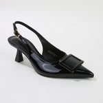 Celestine Patent Pointed Slingback Heels with Oversized Buckle