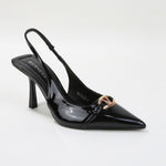 Chandler Patent Metallic Accent Pointed Heels