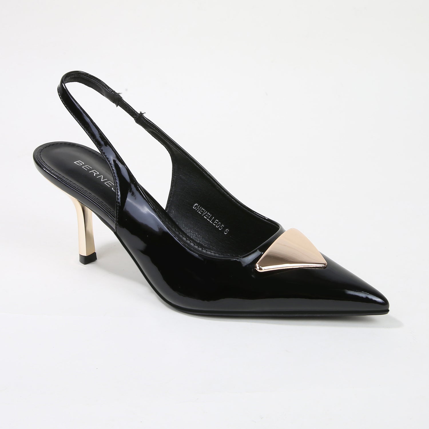 Chevelle Slingback Kitten Pump Heels with Metallic Accent