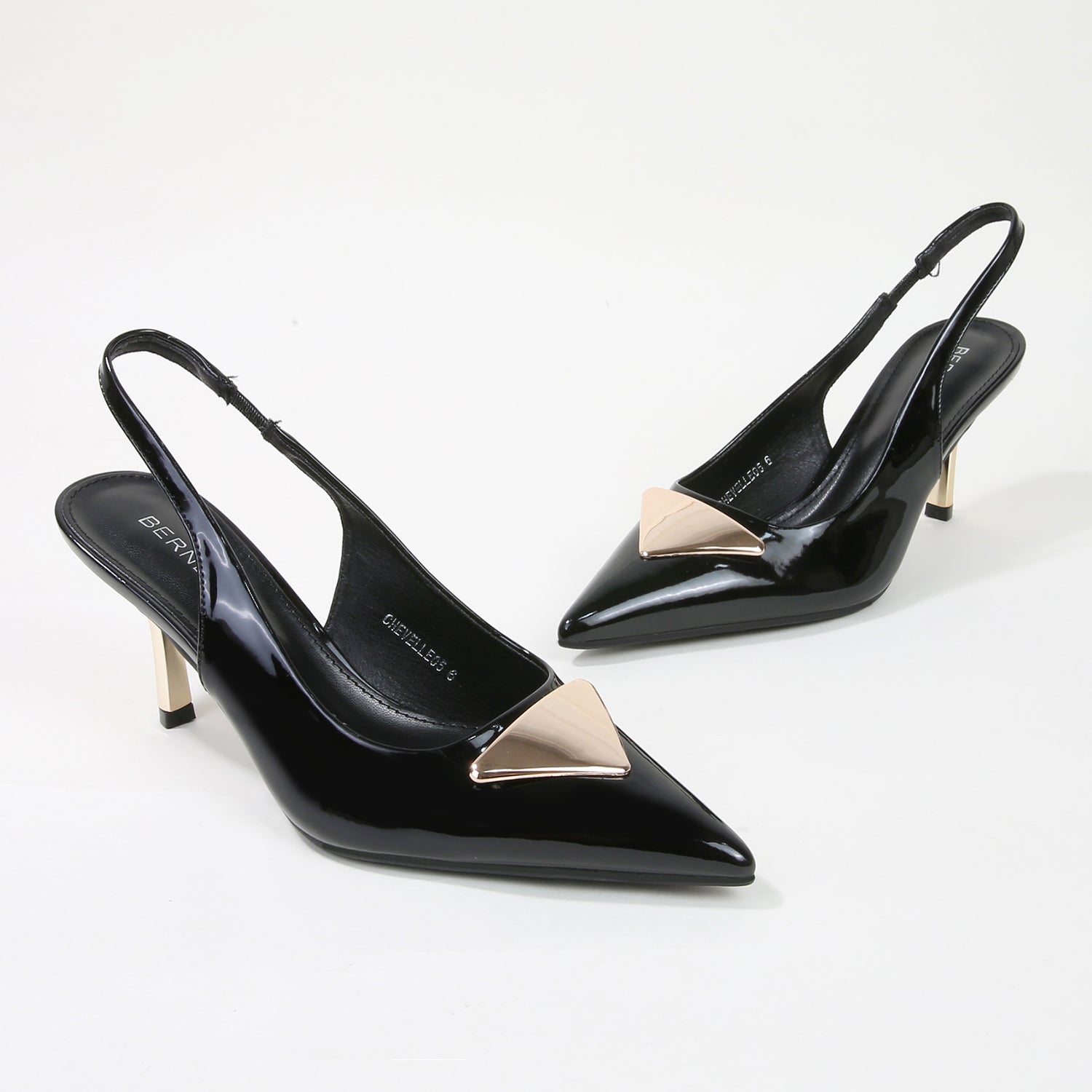 Chevelle Slingback Kitten Pump Heels with Metallic Accent