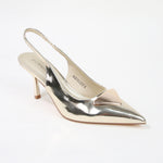 Chevelle Slingback Kitten Pump Heels with Metallic Accent
