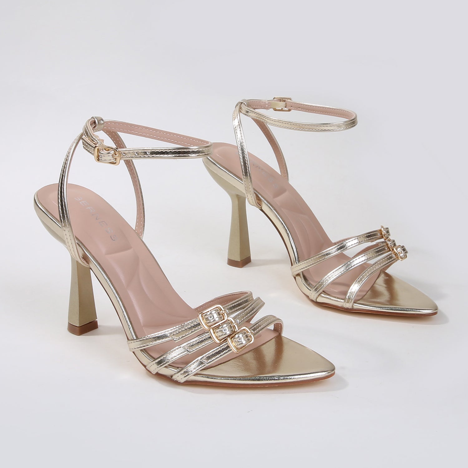 Chic Triple Buckle Patent Heeled Sandals