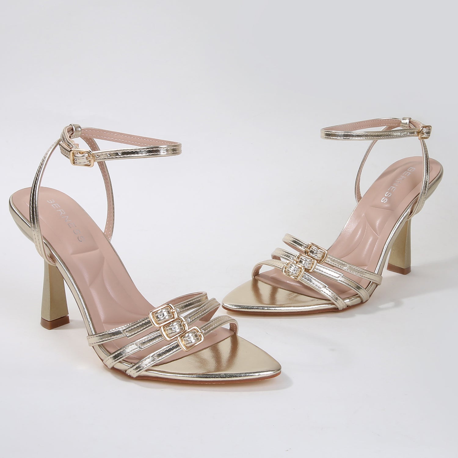Chic Triple Buckle Patent Heeled Sandals