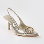 Cindy Buckle Accent Slingback Stiletto Heels