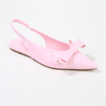 Cinnamon Point Toe Slingback Flats with Oversize Bow