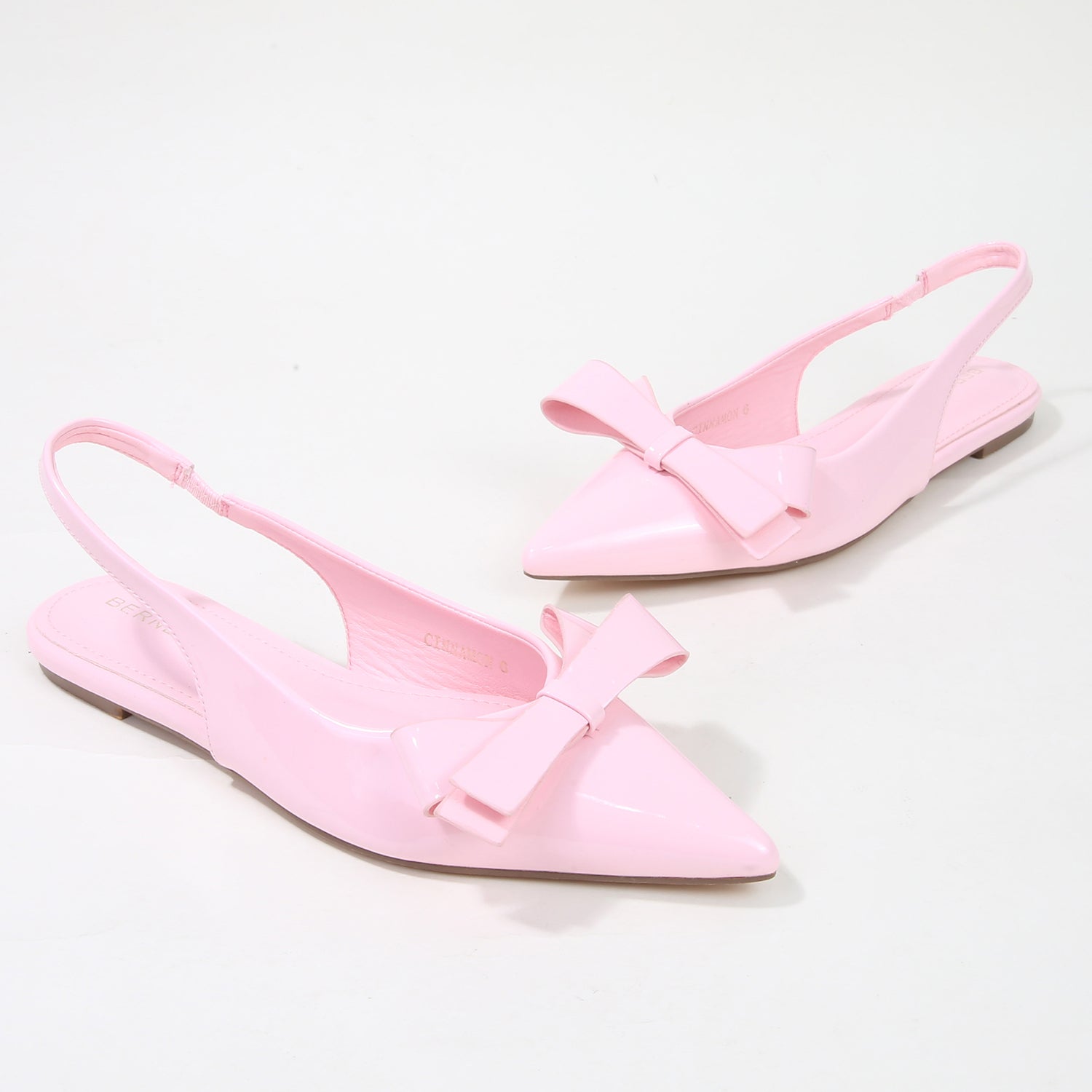 Cinnamon Point Toe Slingback Flats with Oversize Bow