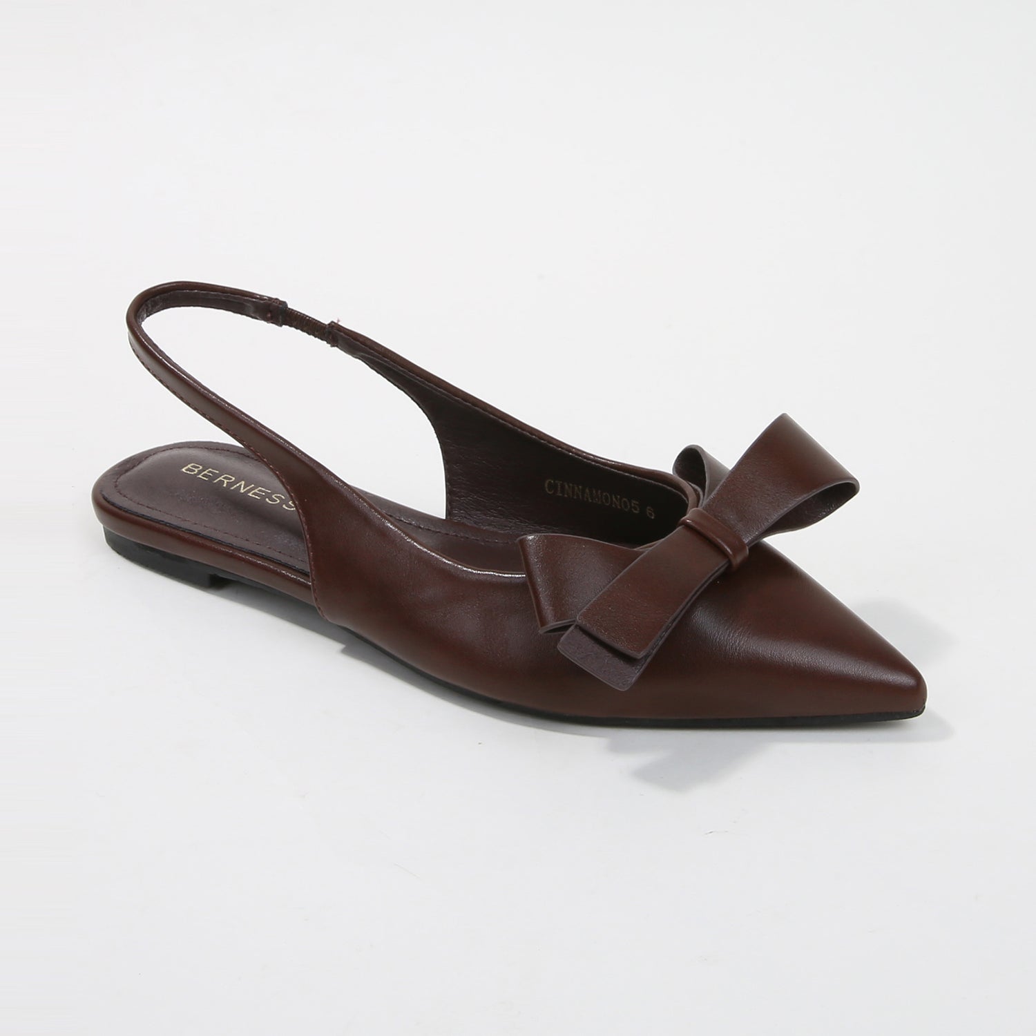 Cinnamon Vegan Leather Slingback Flats with Bow Detail