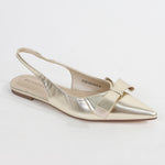 Cinnamon Vegan Leather Slingback Flats with Bow Detail