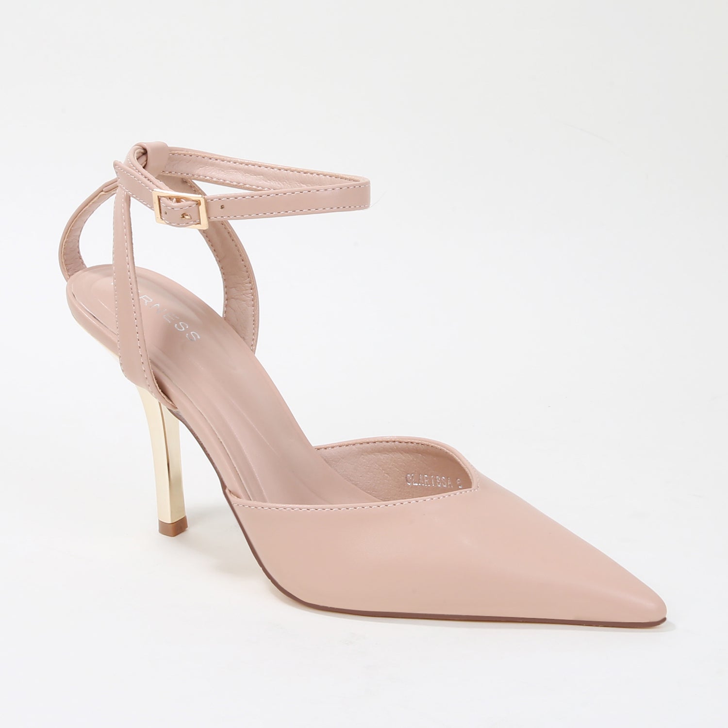 Clarissa Ankle Strap Pumps with Metallic Stiletto Heel