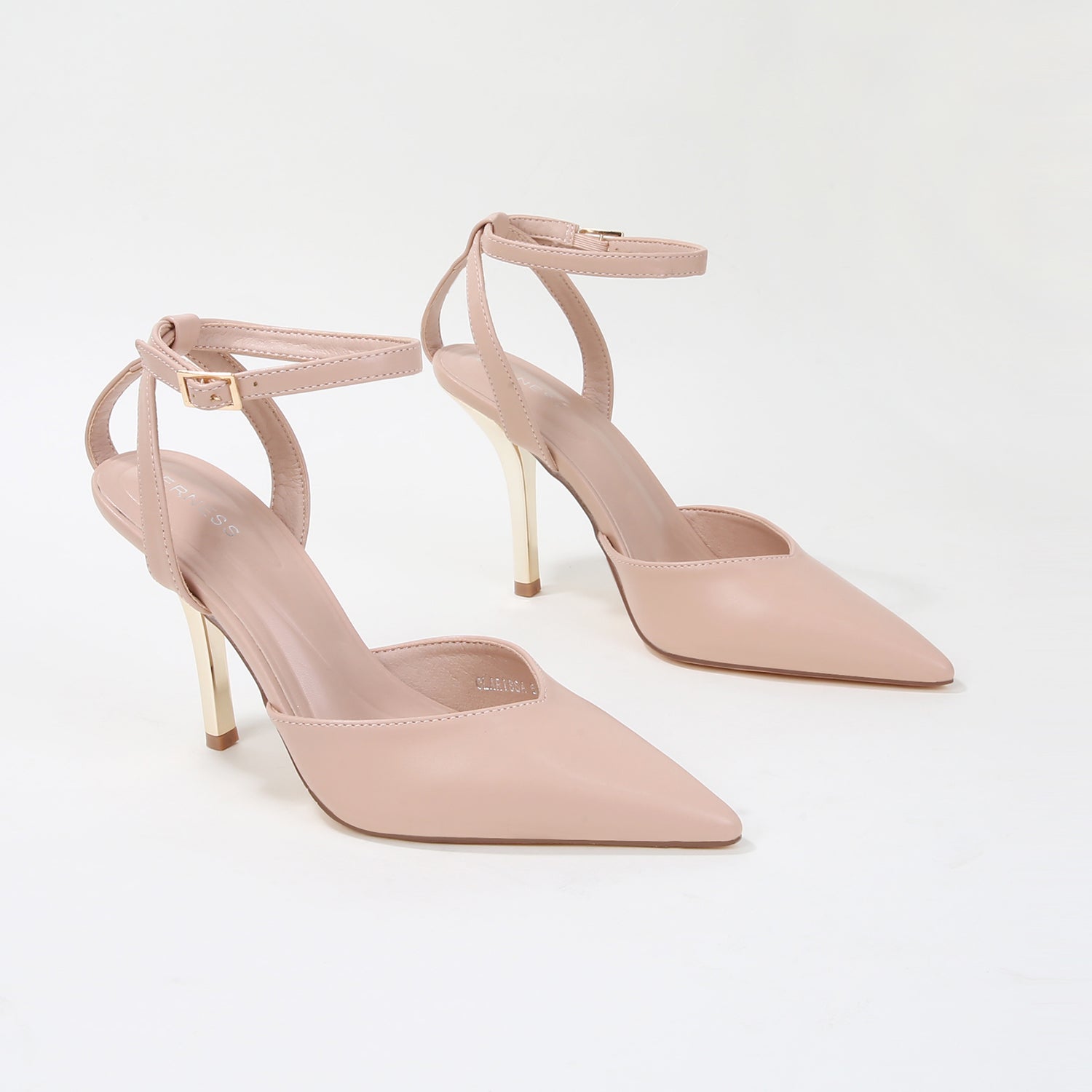 Clarissa Ankle Strap Pumps with Metallic Stiletto Heel