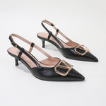 Clementine Slingback Kitten Heels with Sculpted Adornment