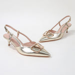 Clementine Slingback Kitten Heels with Sculpted Adornment