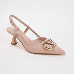 Clementine Pointed Slingback Heels with Gold Sculptural Ornament