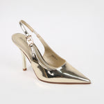 Coetta Patent Chain Accent Slingback Heels