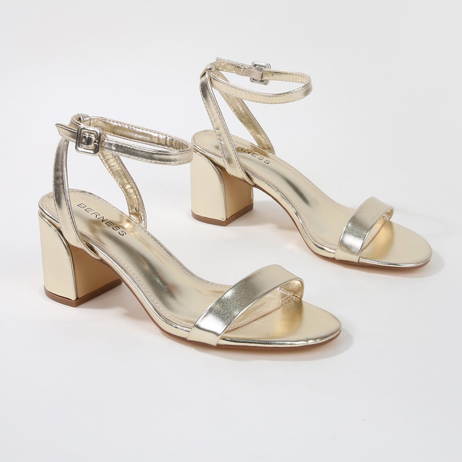 Elaine Patent Ankle Strap Block Heels