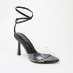Ernie Ankle Wrap Clear Strap Stiletto Heels
