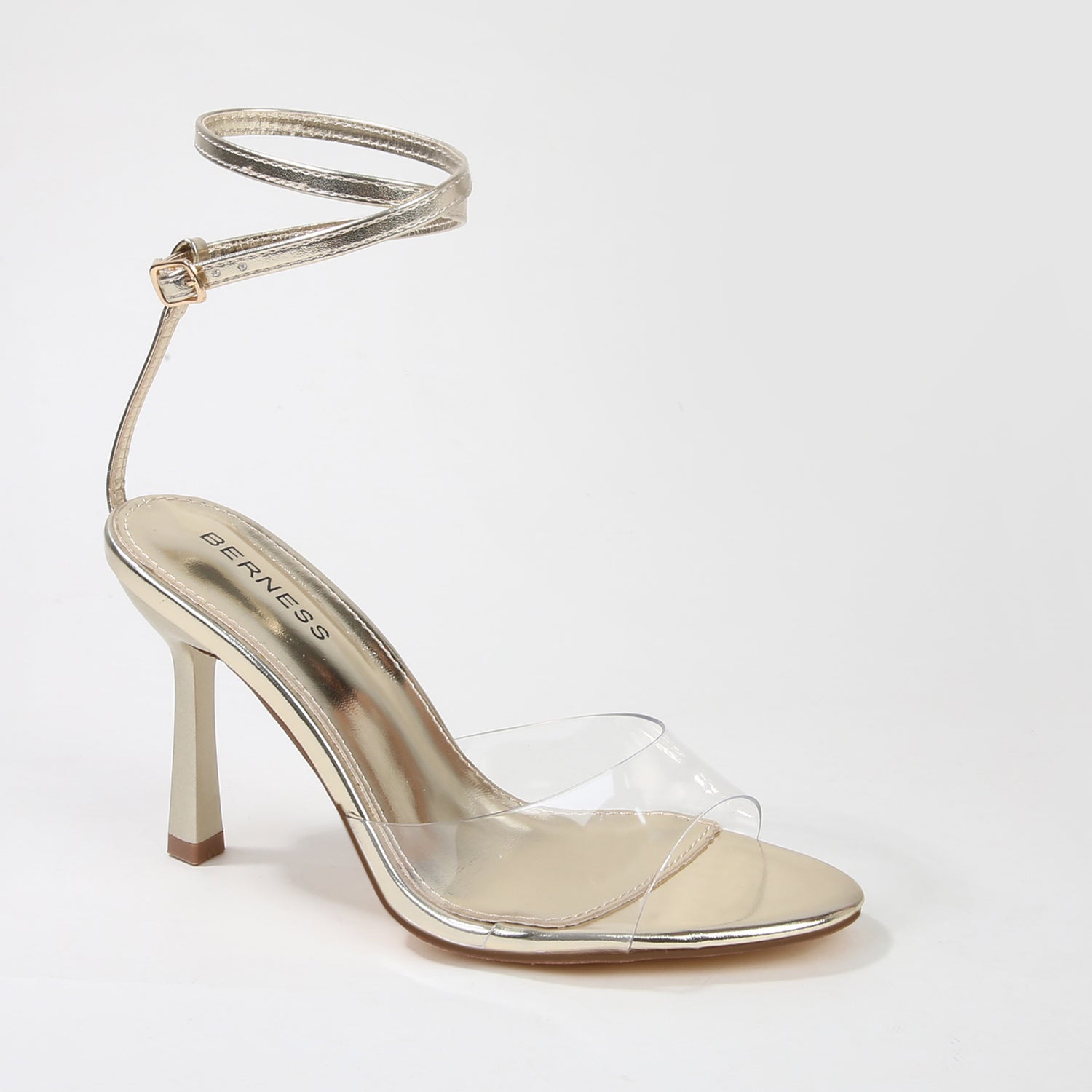 Ernie Ankle Wrap Clear Strap Stiletto Heels