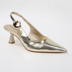 Felina Pointed Toe Slingback Pumps with Gold Ornament