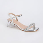 Hallie Rhinestone Clear Block Heel Sandals