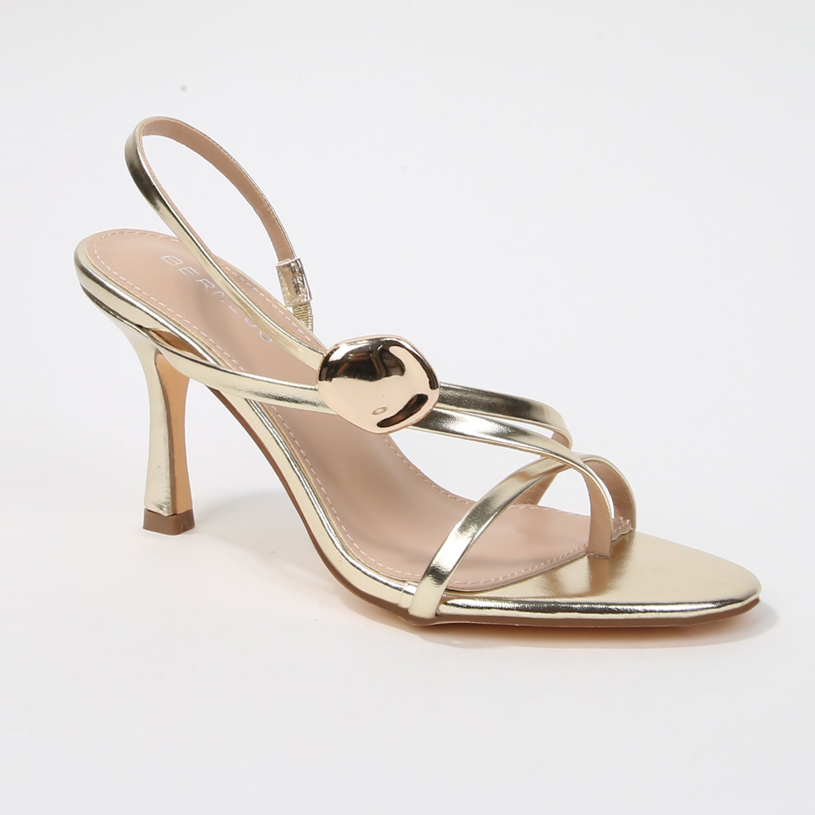 Hebe Molten Gold Ornament Slingback Stiletto Sandals – BERNESS