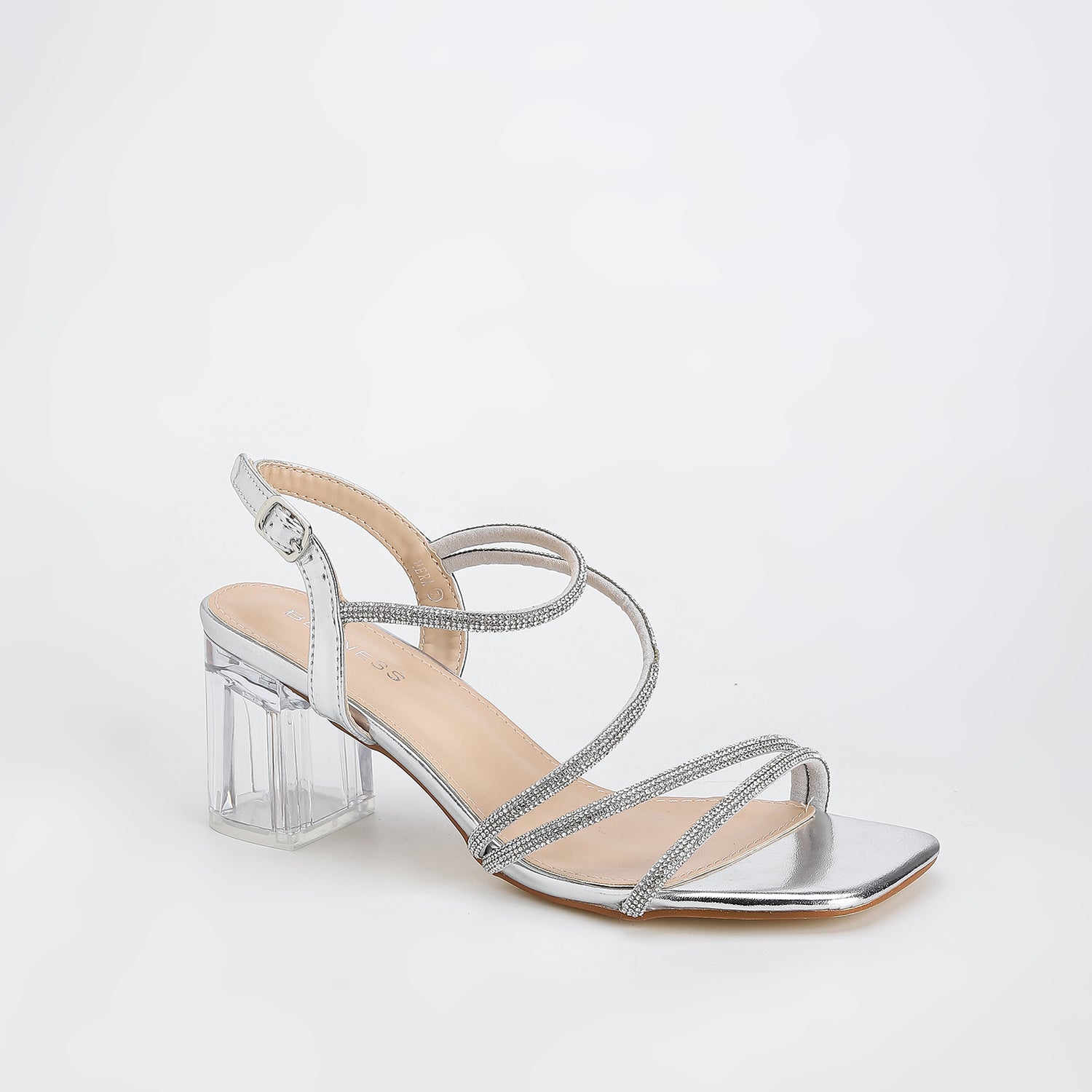 Hera Rhinestone Strappy Clear Block Heel Sandals