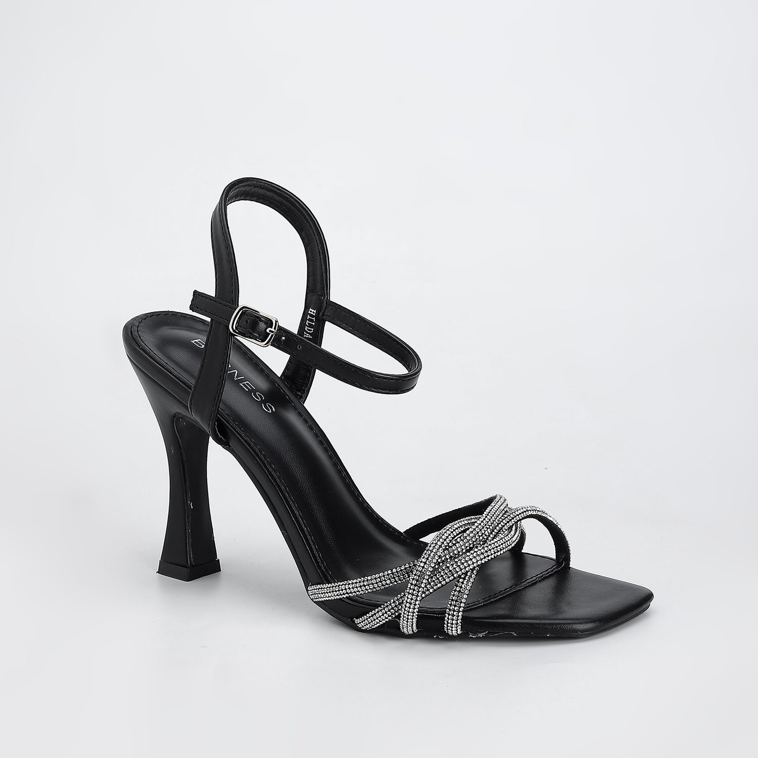 Hilda Rhinestone Cross Straps Heeled Sandals