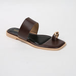 Kamila Toe-Loop Slide Sandals with Metallic Accent