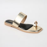 Kamila Toe-Loop Slide Sandals with Metallic Accent