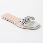 Kiki Embellished Clear Strap Slide Sandals