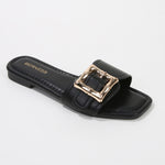 Kimberly Buckle Slide Flat Sandals