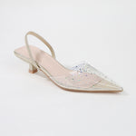 Mabel Clear Rhinestone Slingback Kitten Heels