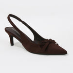 Marina Suede Bow Slingback Kitten Heel Pumps