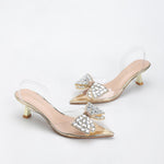 Maxi Clear Embellished Slingback Kitten Heels