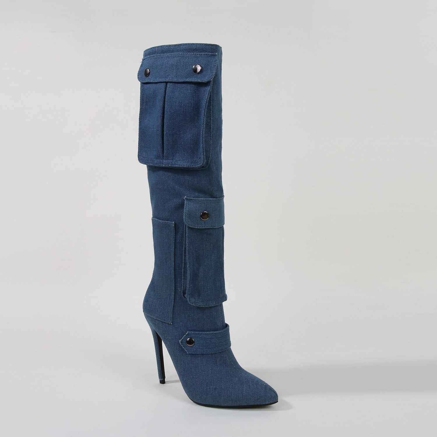Mildred Heeled Pocket Detail Knee High Boots