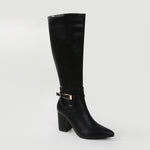 Mina Knee High Riding Boots with Buckle Accent