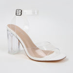Navi Clear Strap Block Heels